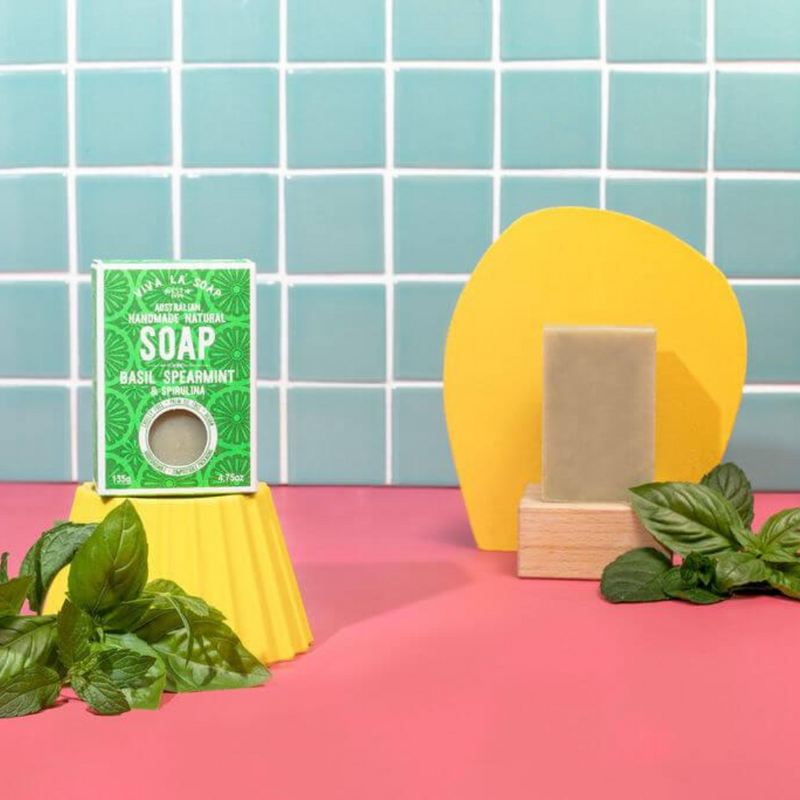 Viva-La-Body-Australia-Handmade-Natural-Soap-Basil-Spearming-And-Spirulina-Styled