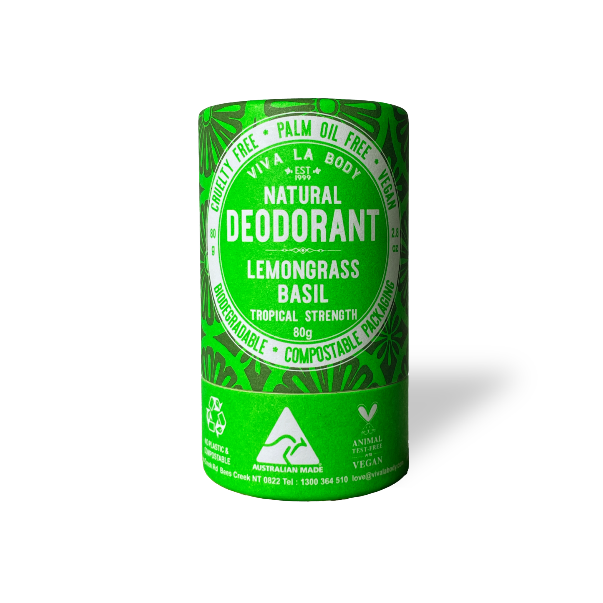 Magnesium-Enriched Natural Deodorant - Lemongrass & Basil (80gm)