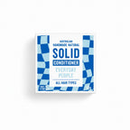 Box of Australian handmade natural solid conditioner for everyday people with all hair types on a white background.
